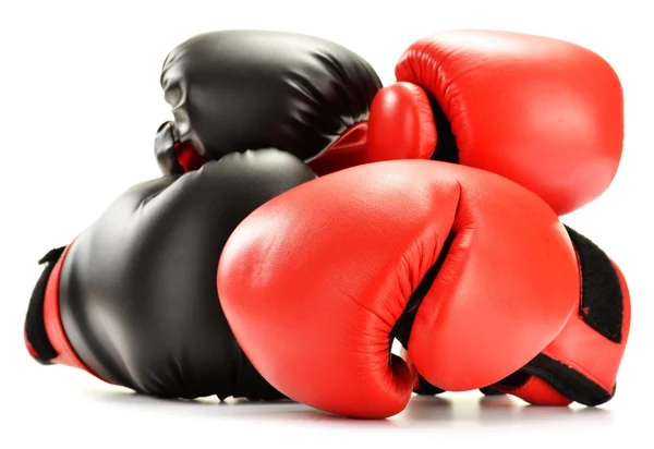 Leather boxing gloves isolated on white — Stock Photo, Image