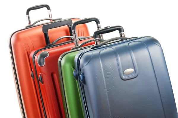 Gepäck bestehend aus großen Koffern isoliert auf weiß — Stockfoto