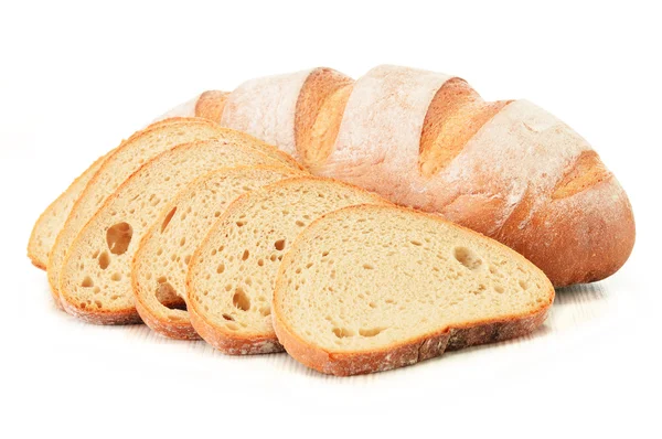 Composition with loafs of bread isolated on white background — Stock Photo, Image