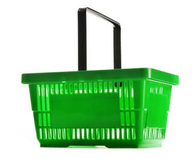 boş plastik alışveriş sepeti üzerine beyaz izole