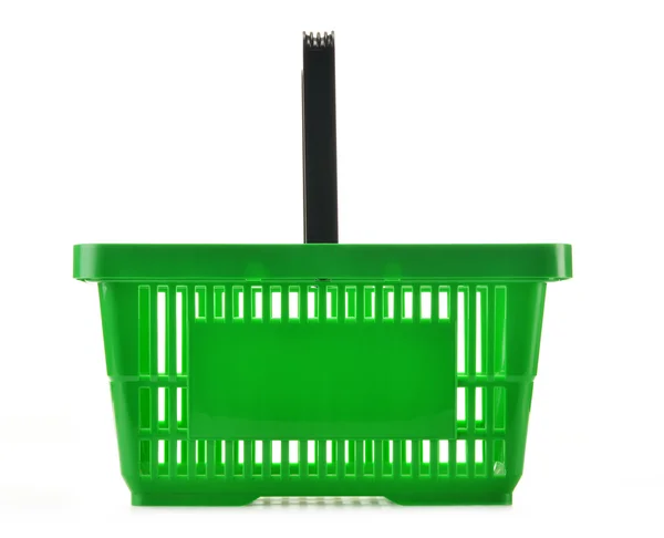 Empty plastic shopping basket isolated on white — Stock Photo, Image