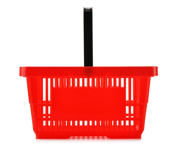 Empty plastic shopping basket isolated on white — Stock Photo, Image