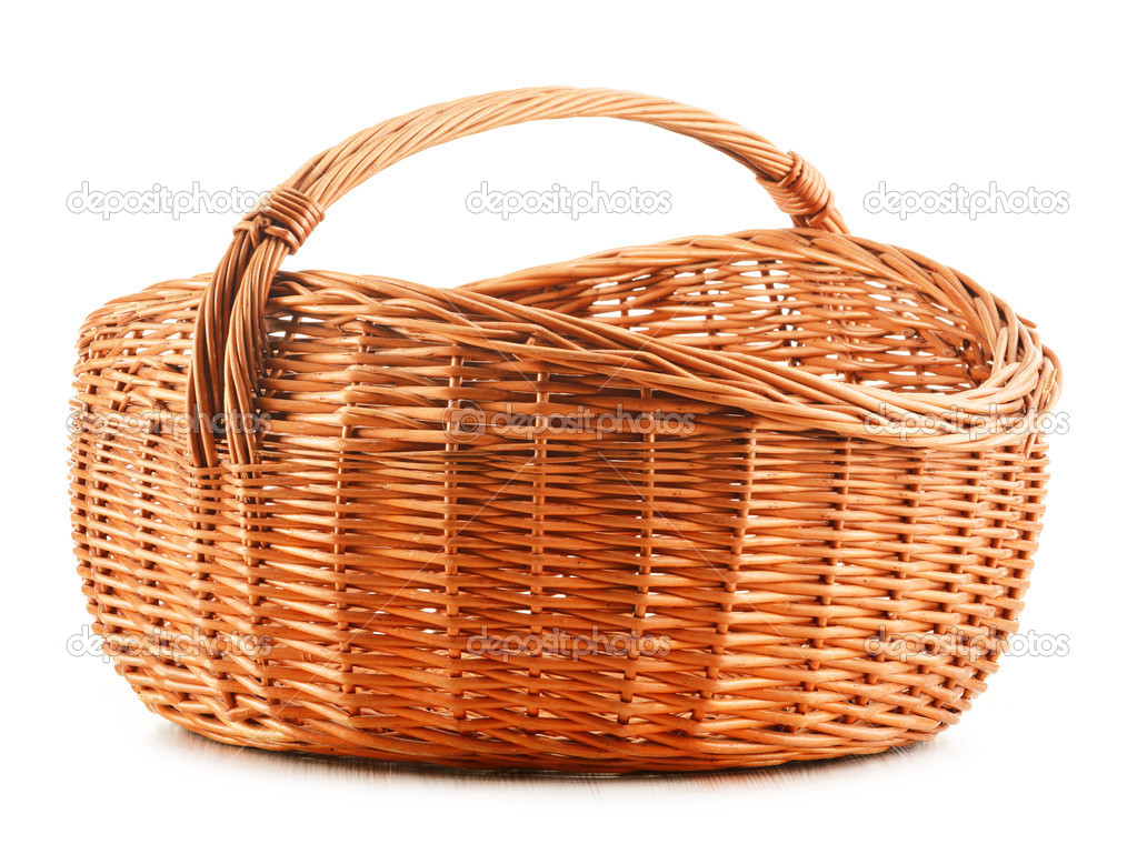 Empty wicker kitchen bowl isolated on white