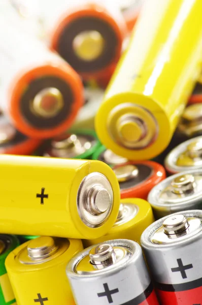 Composition with alkaline batteries. Chemical waste — Stock Photo, Image