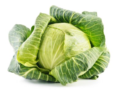 Fresh organic cabbage isolated on white clipart