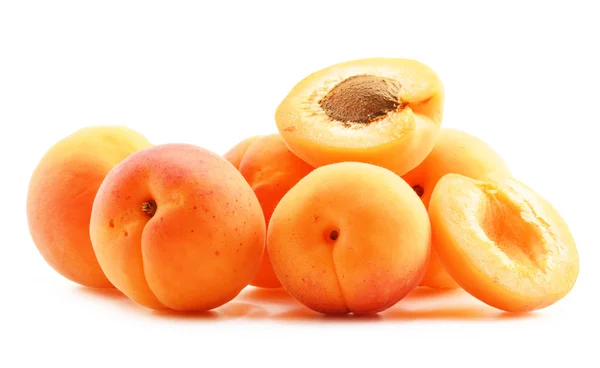 Composition with fresh ripe apricots isolated on white — Stock Photo, Image