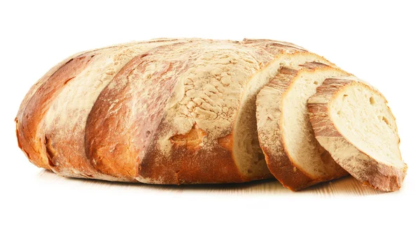 Großer Laib Brot isoliert auf weiß — Stockfoto