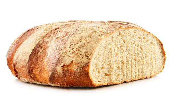 Großer Laib Brot isoliert auf weiß — Stockfoto