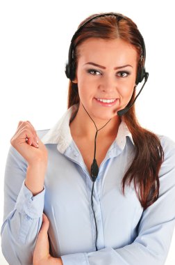 Çağrı Merkezi operatörü üzerinde beyaz izole. Müşteri desteği