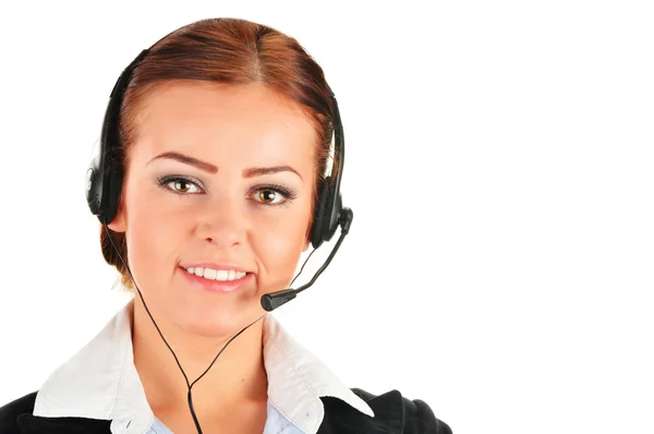 Call center exploitant geïsoleerd op wit. klantenondersteuning — Stockfoto