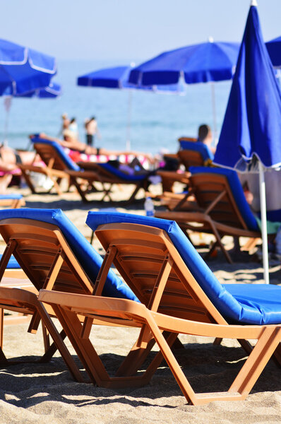 Mediterranean beach during hot summer day