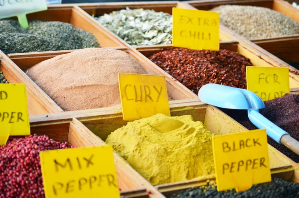 Variety of spices in the store — Stock Photo, Image