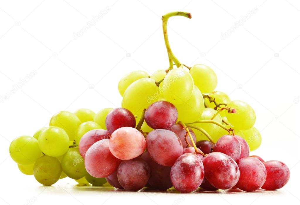 Bunch of fresh grapes isolated on white