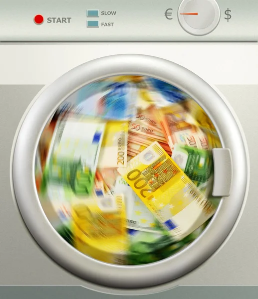 洗钱活动。欧洲欧元 — 图库照片