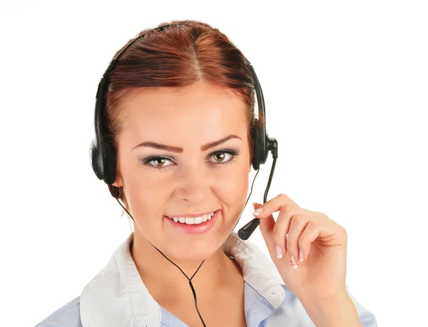 Call center operator isolated on white. Customer support — Stock Photo, Image