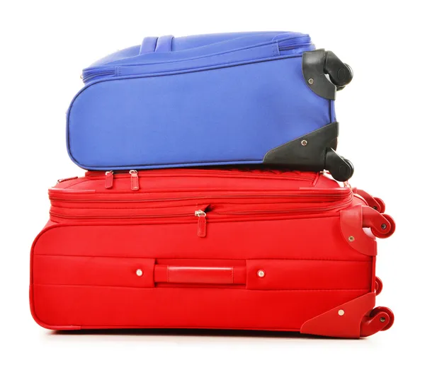 Equipaje compuesto por maletas grandes y bolsa de viaje en color blanco — Foto de Stock