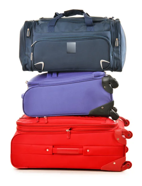 Luggage consisting of large suitcases and travel bag on white — Stock Photo, Image