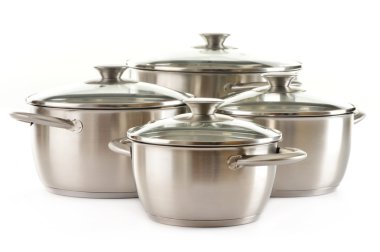 beyaz izole paslanmaz tencere