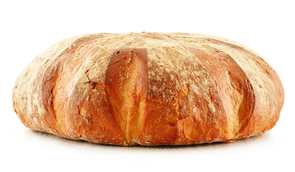 Large loaf of traditionally baked bread isolated on white — Stock Photo, Image