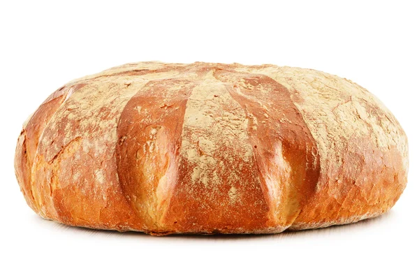 Large loaf of traditionally baked bread isolated on white — Stock Photo, Image