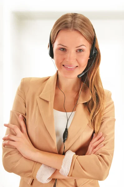 Operadora del centro de llamadas. Atención al cliente. Servicio de asistencia . — Foto de Stock