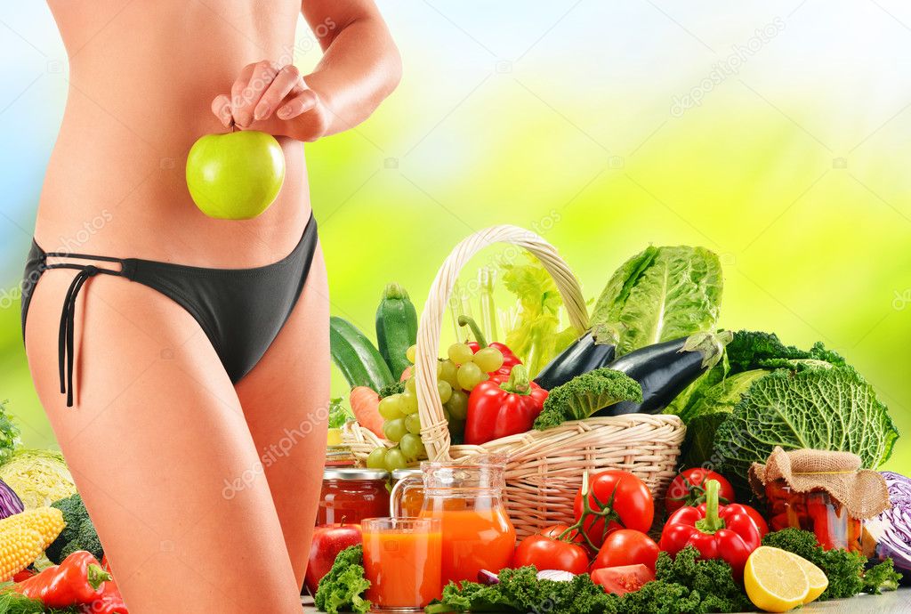 Dieting. Balanced diet based on raw organic vegetables