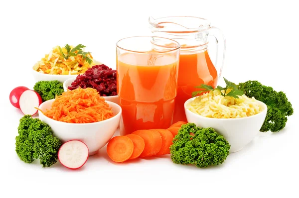 Composition with four vegetable salad bowls — Stock Photo, Image