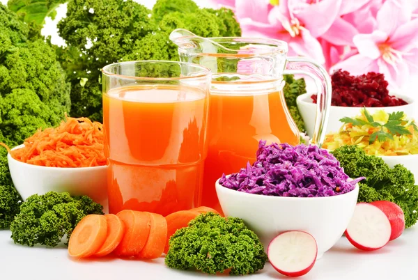 Composition with four vegetable salad bowls — Stock Photo, Image