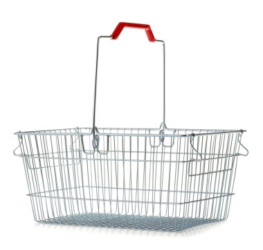 alışveriş sepeti üzerine beyaz izole boş tel