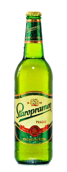Bottle of Staropramen beer isolated on white — Stock Photo, Image