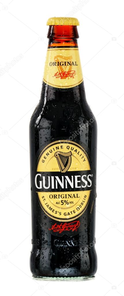 Irish dry stout, originated in the brewery of Arthur Guinness, Dublin. One of the most successful beer brands in the world, available in over 100 countries