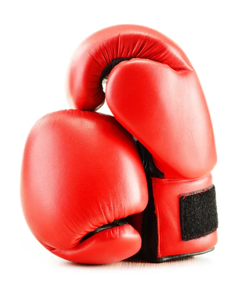 Leather boxing gloves isolated on white — Stock Photo, Image