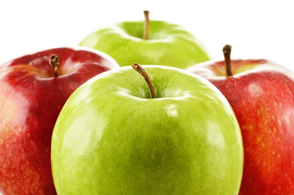 Composición con cuatro manzanas sobre blanco — Foto de Stock