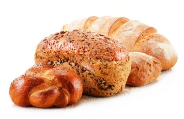 fırın ürünleri üzerinde beyaz izole ile kompozisyon