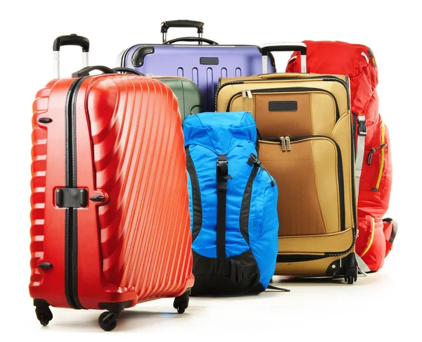 Suitcases and rucksacks isolated on white — Stock Photo, Image