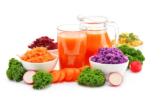 Composition with four vegetable salad bowls — Stock Photo, Image