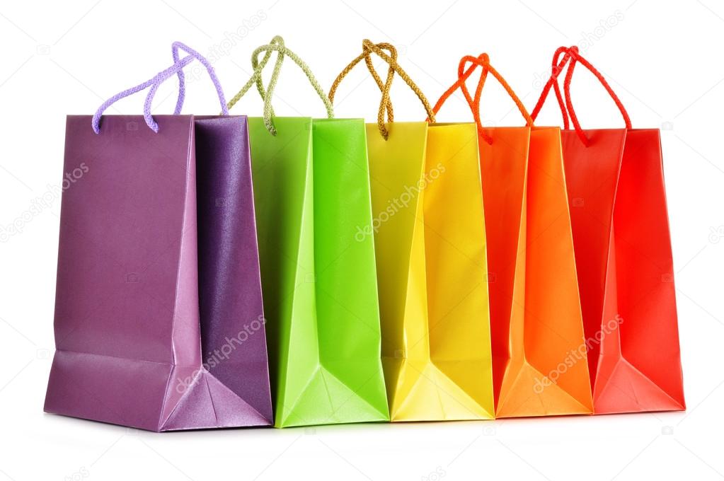 Paper shopping bags isolated on white background