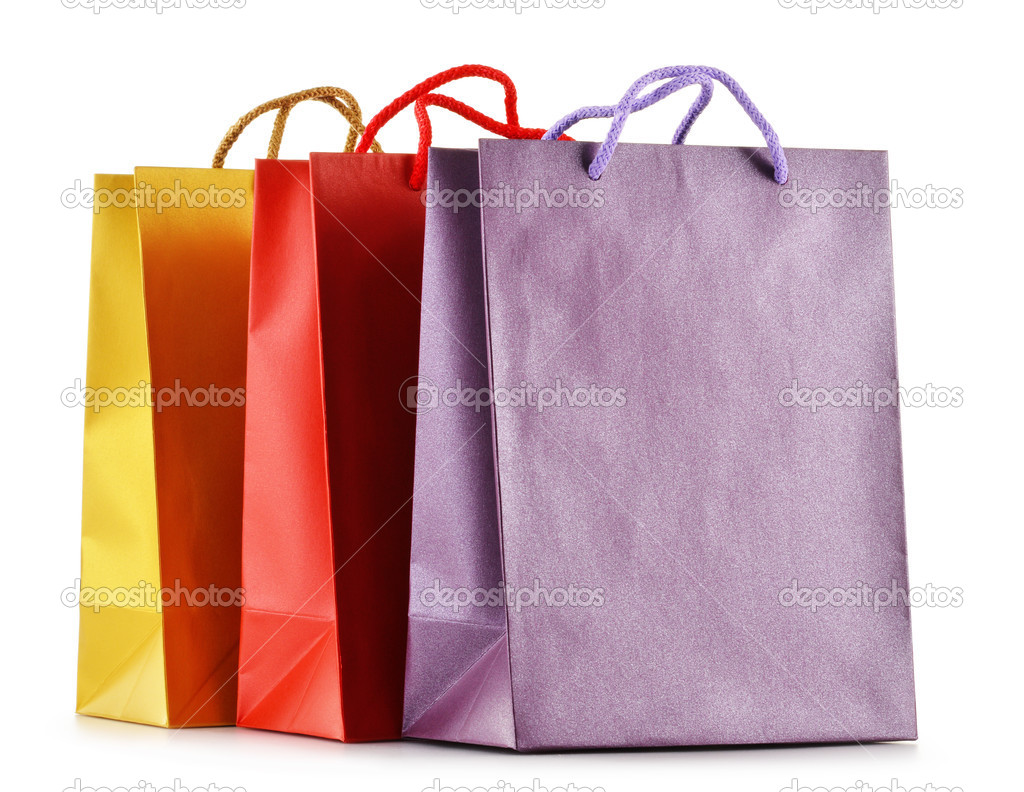 Paper shopping bags isolated on white background