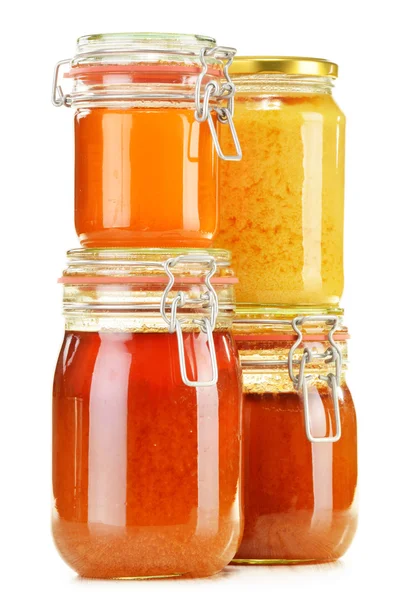 Složení s jar medu izolovaných na bílém — Stock fotografie