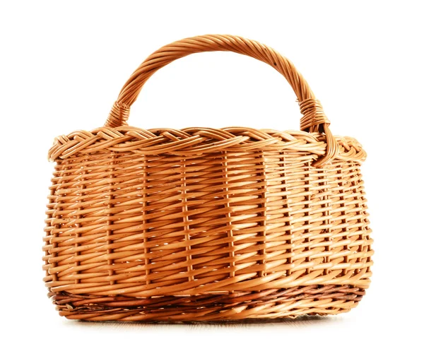 Empty wicker basket isolated on white — Stock Photo, Image