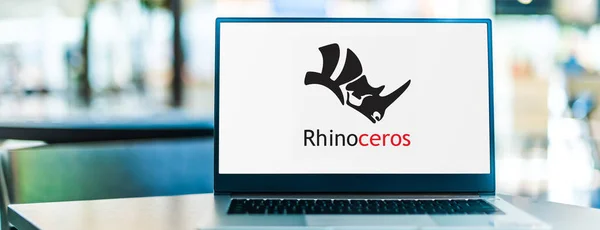 Poznan Pol Sep 2020 Ordinateur Portable Affichant Logo Rhinoceros Logiciel — Photo