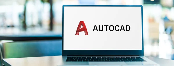 Poznan Pol Sep 2020 Autodesk开发和销售的笔记本电脑 展示Autocad的标志 Autocad是一个商业计算机辅助设计 Cad 和绘图应用软件 — 图库照片