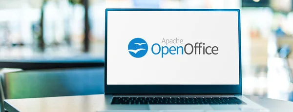 Poznan Pol Sep 2020 Ordinateur Portable Affichant Logo Apache Openoffice — Photo