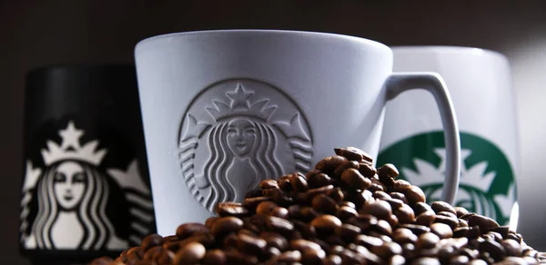 Poznan Pol Oct 2021 Koppar Starbucks Namnet Kaffeföretag Och Kaffekedja — Stockfoto