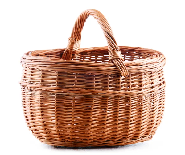 Empty Wicker Basket Isolated White Background — Stock Photo, Image