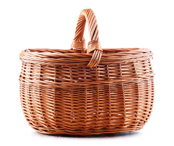 Empty Wicker Basket Isolated White Background — Stock Photo, Image