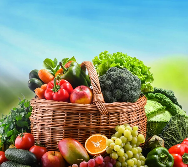 Composition Assorted Organic Vegetables Fruits — Stock Photo, Image