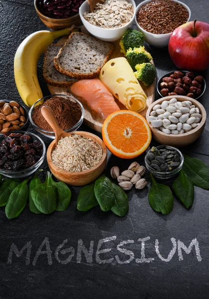 Composición Con Productos Alimenticios Ricos Magnesio — Foto de Stock