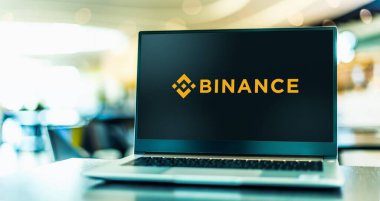 POZNAN, POL - MAY 1, 2021: Laptop computer displaying logo of Binance, a cryptocurrency exchange that provides a platform for trading various cryptocurrencies
