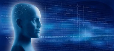 Yapay zeka, robot bilimi ve dördüncü sanayi devriminin metaforik çizimi.